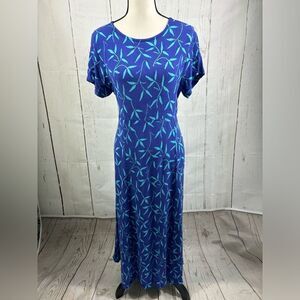 Vintage Orvis Dress Indigo Blue Botanical Print Back Tie